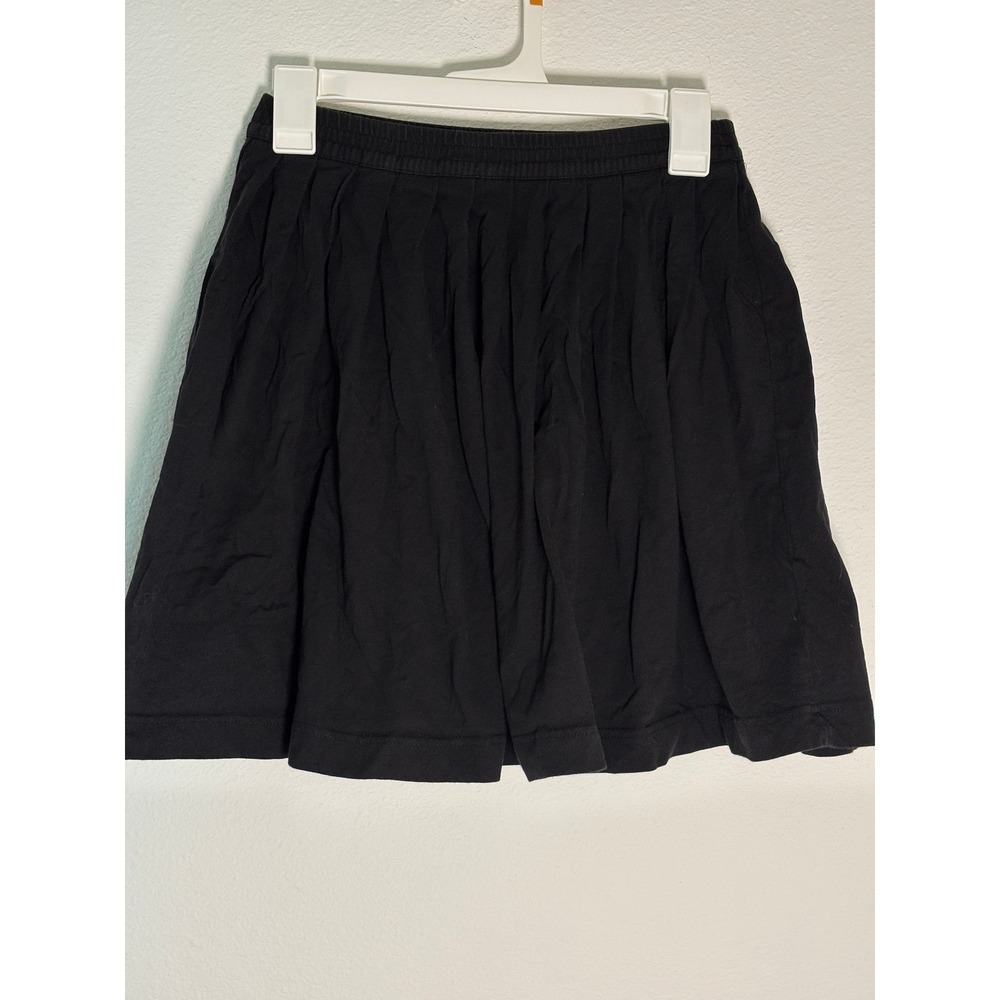 Gap Black 100% Cotton Jersey Pleated Mini Skirt Elastic Waist Small